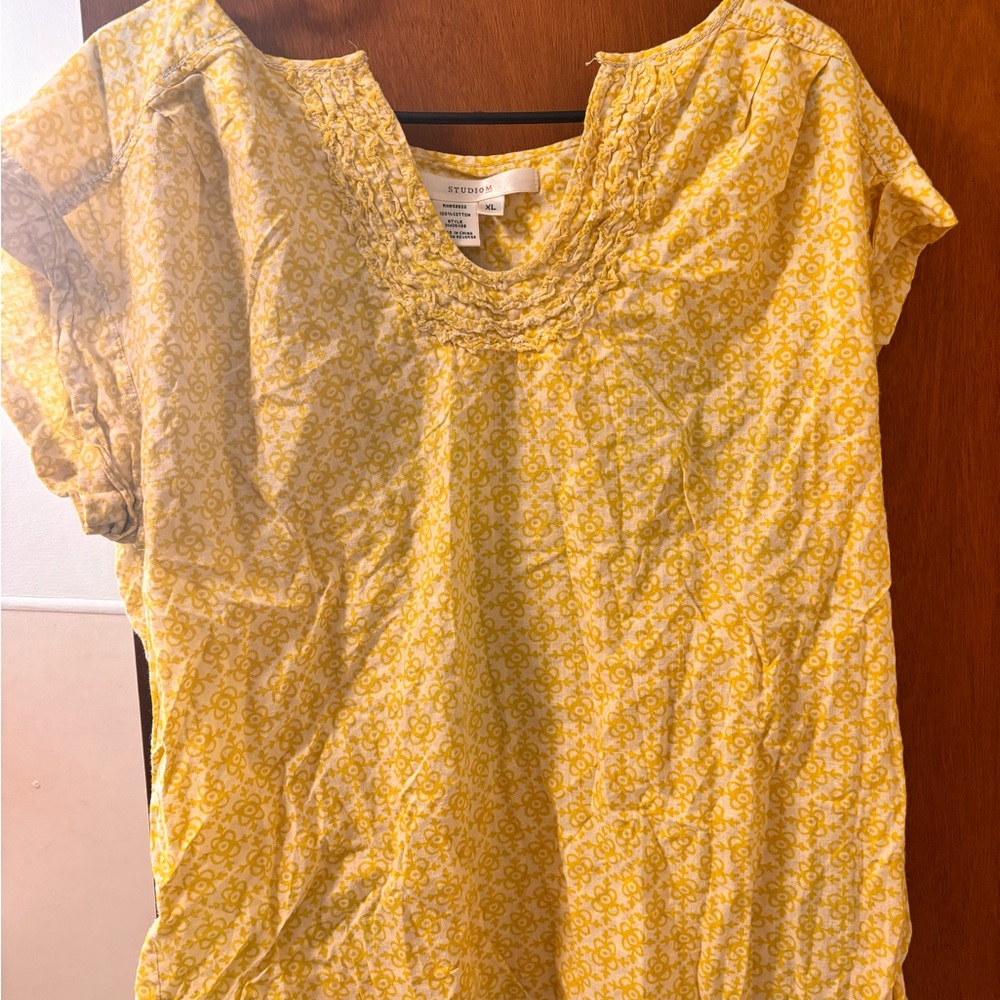 Studio M Yellow Patterned Blouse